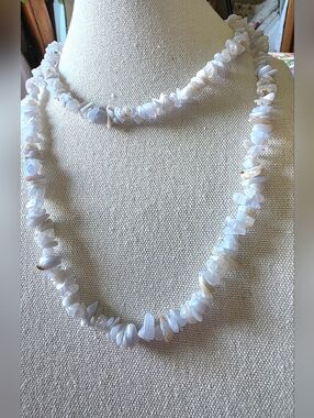 Artisan Made Blue Lace Agate Chip Necklace